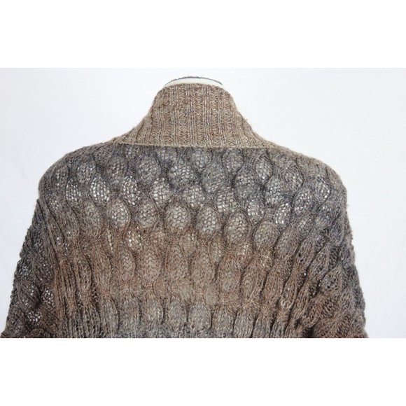 Dressbarn Brown Sparkle Popcorn Knit Short Sleeve Open Shrug Womens Size Large - Picture 5 of 9